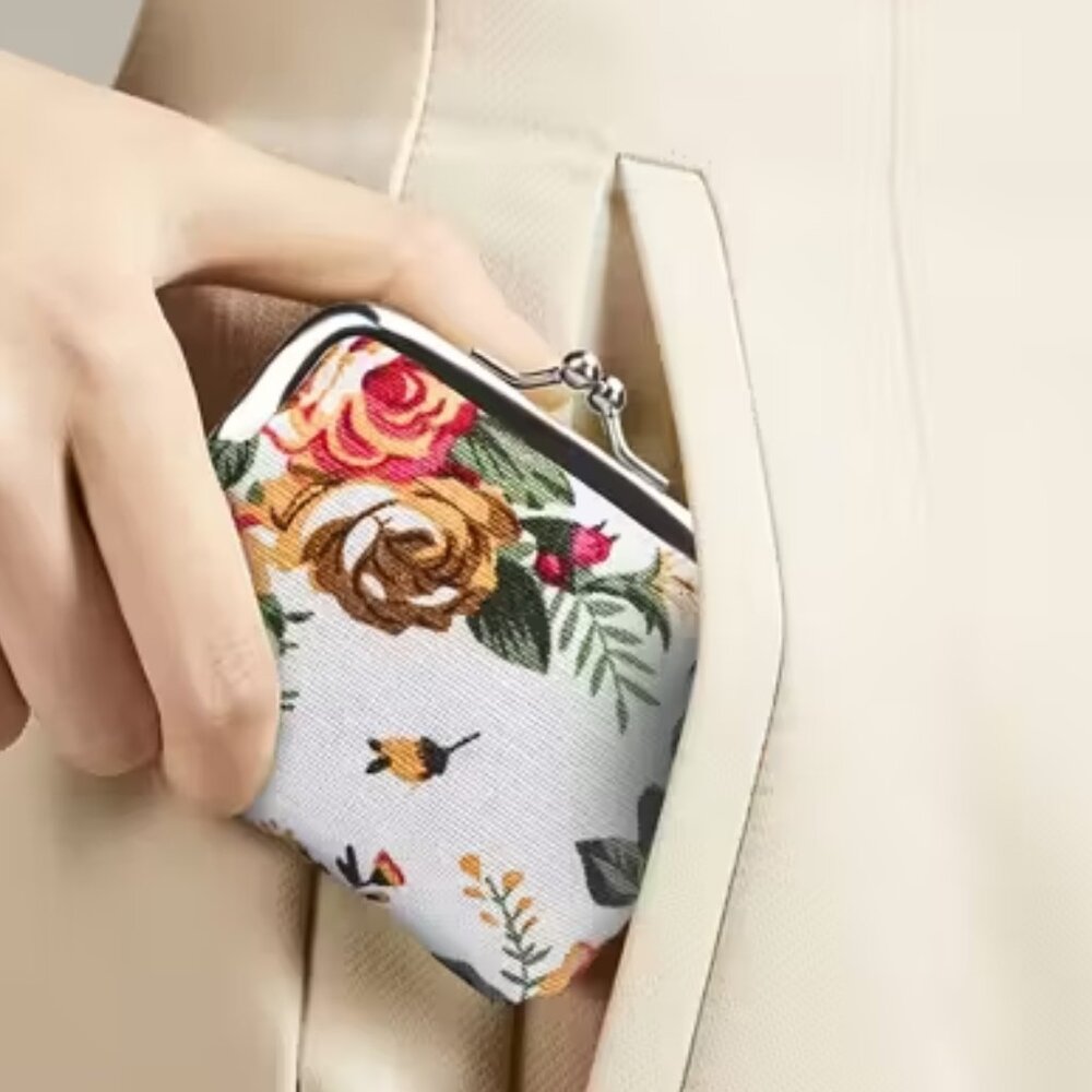 White Floral Coin Pouch - Picture 2 of 3